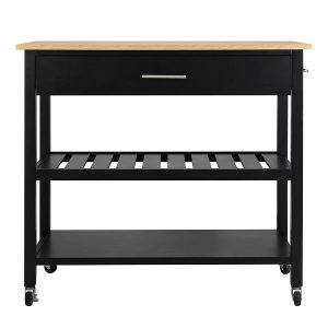 Black Natural Kitchen Cart